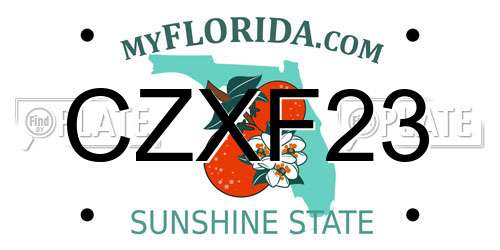 CZXF23 Florida License Plate