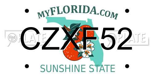 CZXF52 Florida License Plate