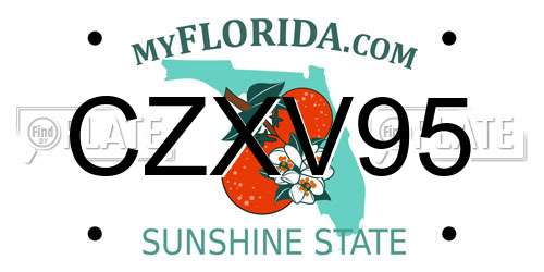 CZXV95 Florida License Plate