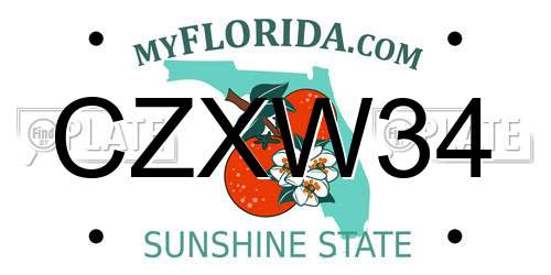 CZXW34 Florida License Plate