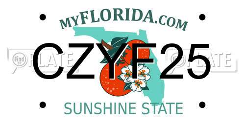 CZYF25 Florida License Plate