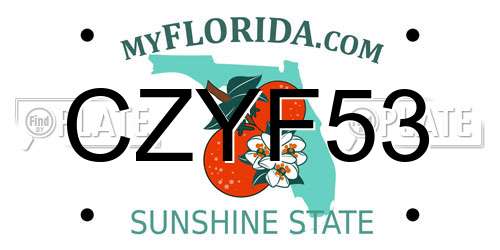 CZYF53 Florida License Plate