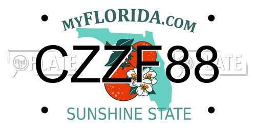 CZZF88 Florida License Plate