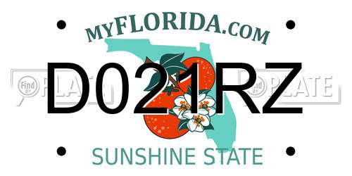 D021RZ Florida License Plate