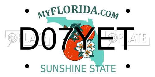 D07YET Florida License Plate