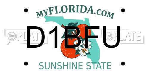 D1BFU Florida License Plate
