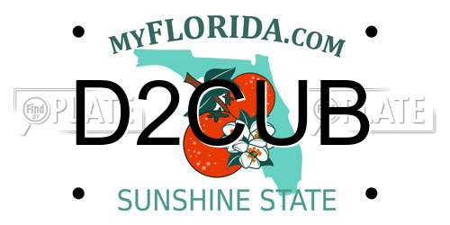 D2CUB Florida License Plate