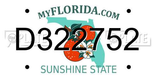 D322752 Florida License Plate