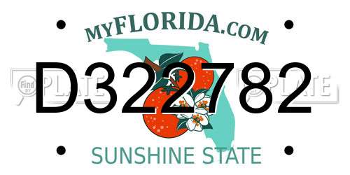 D322782 Florida License Plate