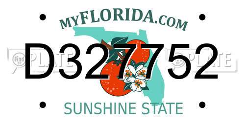 D327752 Florida License Plate
