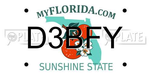 D3BFY Florida License Plate