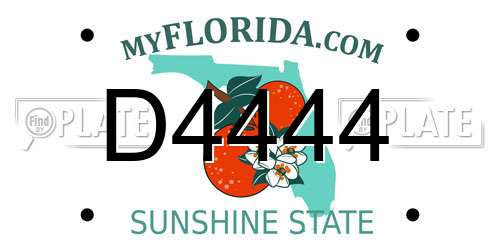 D4444 Florida License Plate