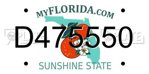 D475550 Florida License Plate