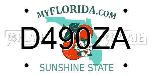 D490ZA Florida License Plate