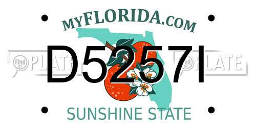 D5257I Florida License Plate