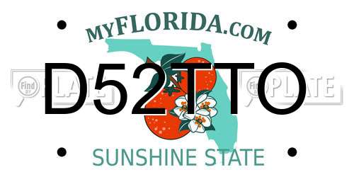 D52TTO Florida License Plate
