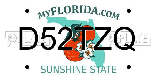 D52TZQ Florida License Plate