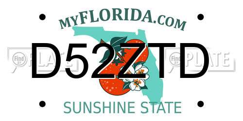 D52ZTD Florida License Plate