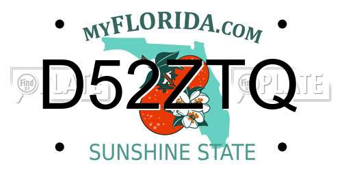 D52ZTQ Florida License Plate