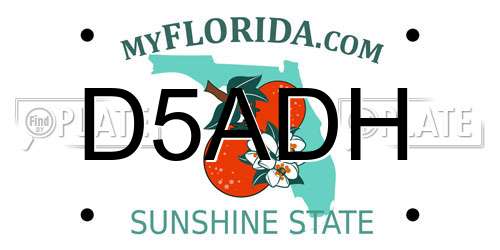 D5ADH Florida License Plate