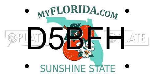 D5BFH Florida License Plate