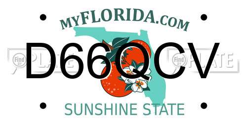 D66QCV Florida License Plate