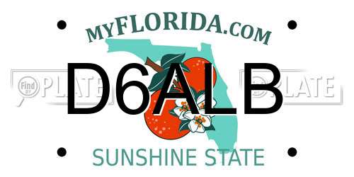 D6ALB Florida License Plate