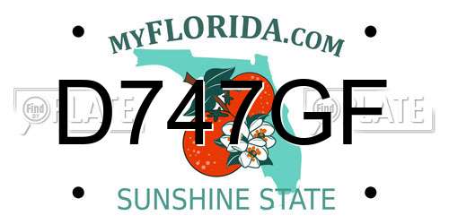 D747GF Florida License Plate
