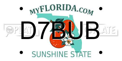 D7BUB Florida License Plate