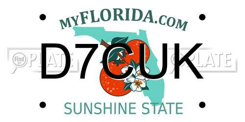 D7CUK Florida License Plate