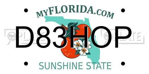 D83HOP Florida License Plate