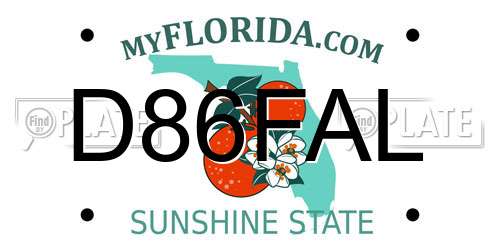 D86FAL Florida License Plate