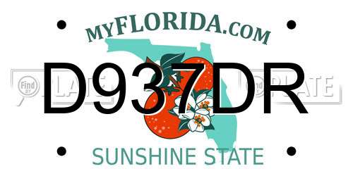 D937DR Florida License Plate