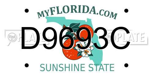 D9693C Florida License Plate