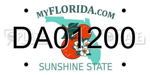 DA01200 Florida License Plate