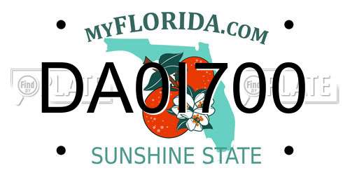 DA0I700 Florida License Plate