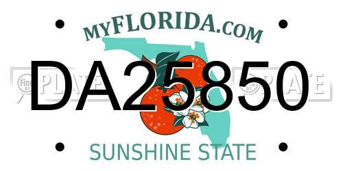 DA25850 Florida License Plate