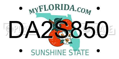 DA2S850 Florida License Plate