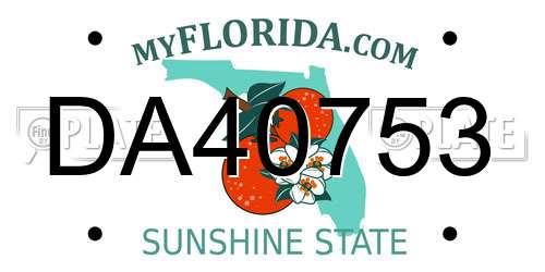 DA40753 Florida License Plate