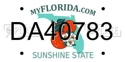 DA40783 Florida License Plate