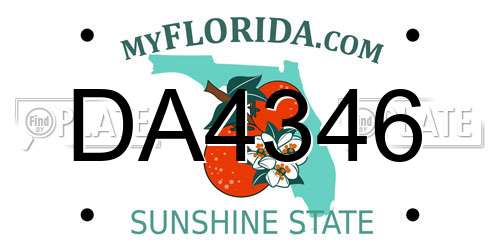 DA4346 Florida License Plate