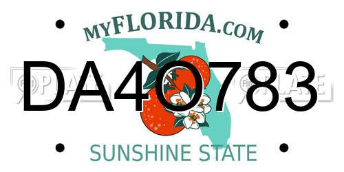 DA4O783 Florida License Plate