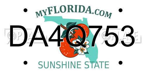 DA4Q753 Florida License Plate