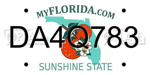 DA4Q783 Florida License Plate