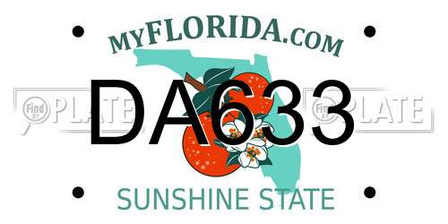 DA633 Florida License Plate