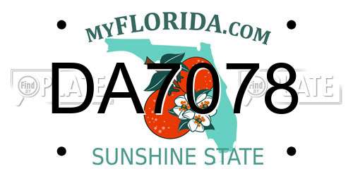 DA7078 Florida License Plate