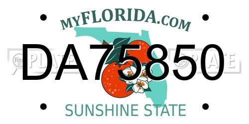 DA75850 Florida License Plate