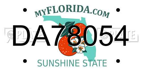 DA78054 Florida License Plate