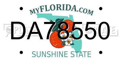 DA78550 Florida License Plate