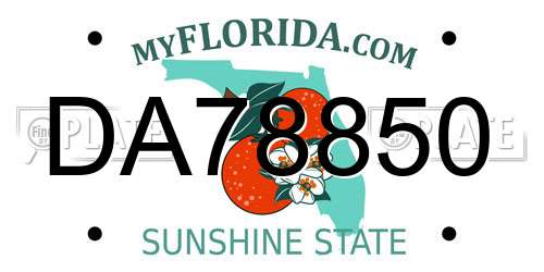 DA78850 Florida License Plate